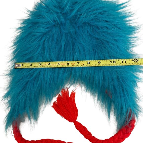 Universal Studios Thing 1 2 Fuzzy Dr Seuss Hat Drawstring Funny Adult - Picture 9 of 9